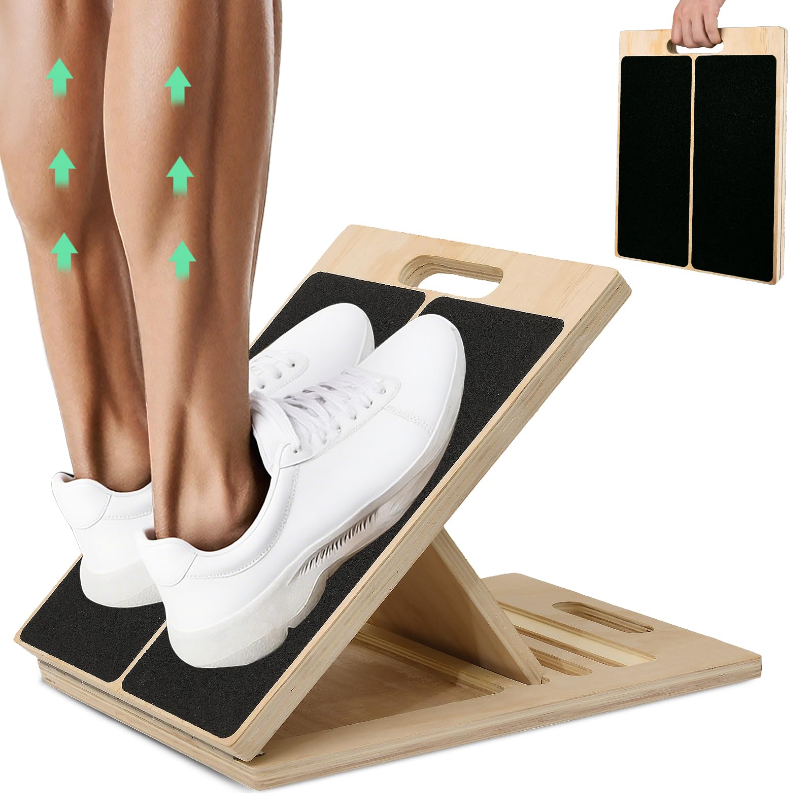 Wobble Board Balance - 2-in-1 houten balansbord & kuitrekplank, verstelbare