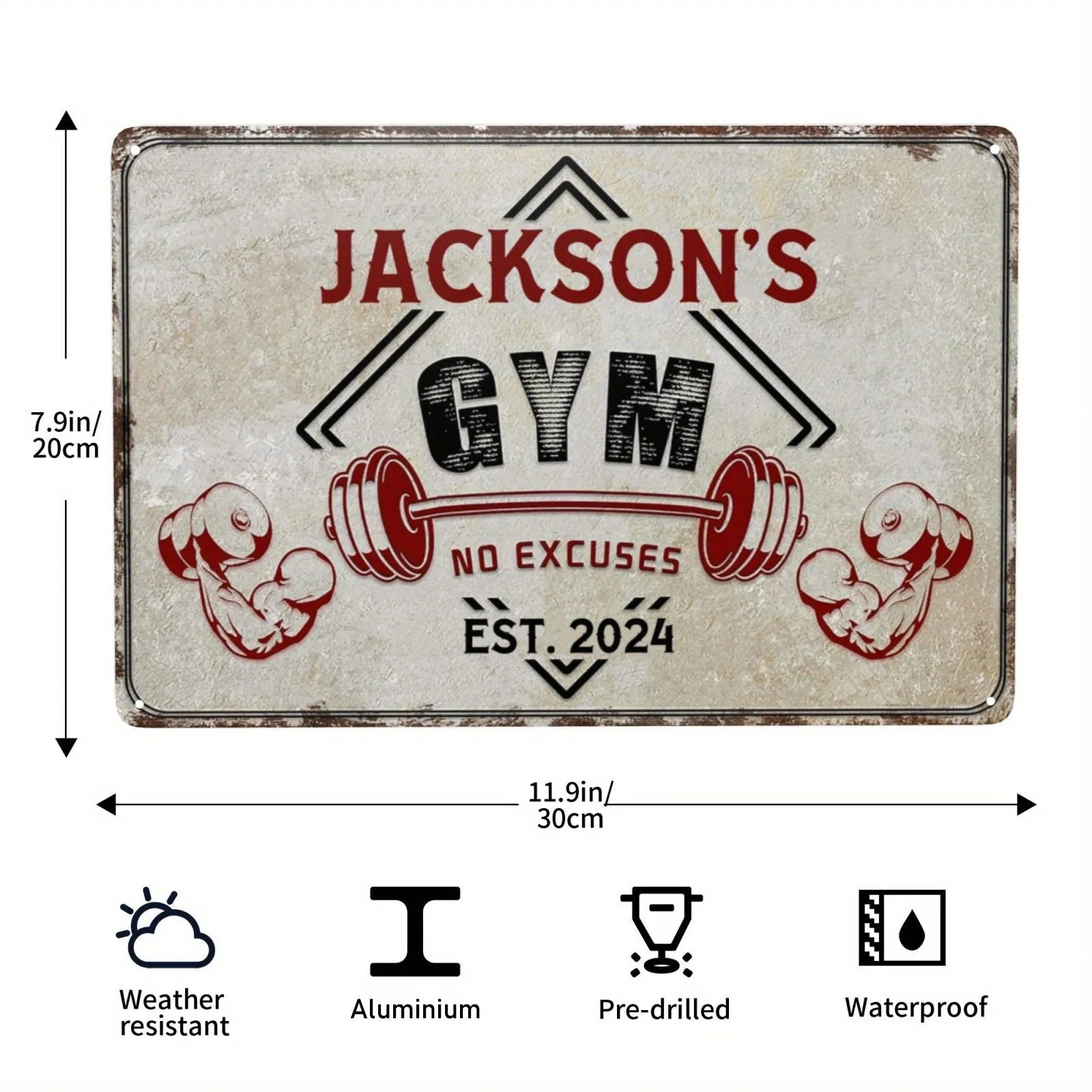 Home Gym Names - [2D plat] Aanpasbaar gepersonaliseerd vintage naamgymnastiekbord