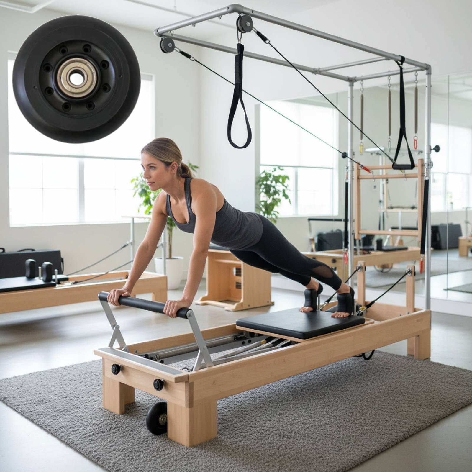 Home Gym Pilates - Pilates Reformer Wheel Zwart Dames Onderhoud