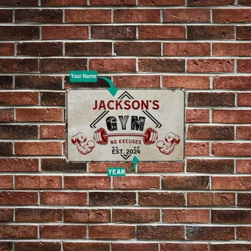 Home Gym Names - Aangepaste gepersonaliseerde vintage naam sportschoolbord 30x20cm