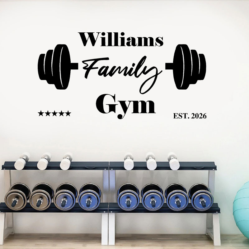 Home Gym Names - Aangepaste familienaam sportschool muursticker-gepersonaliseerde thuisgym decor